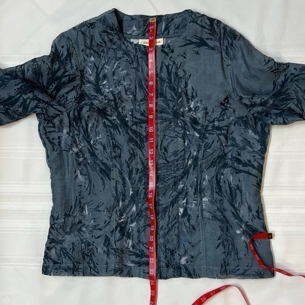 Coldwater Creek Blue Gray Abstract Print Zip‎ Front Jacket Medium 10/12 - Picture 8 of 10